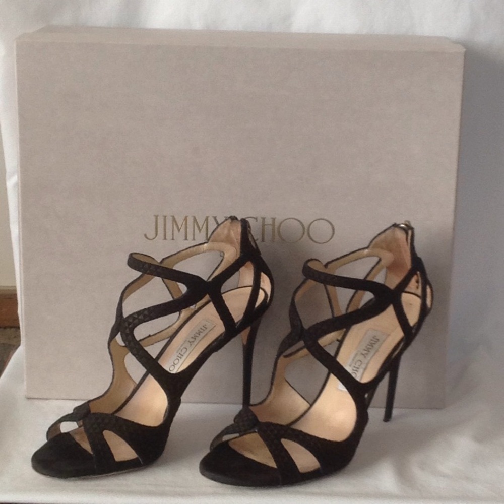 Jimmy Choo "Leslie" Black Heels 38 1/2